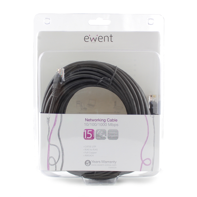 EW9529 | Patch cable CAT. 5e UTP 15.0m color black | Ewent | distributori informatica