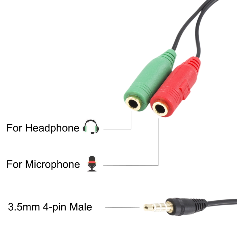 EC1640 | Cable Audio Jack 3.5/M 4pines - 2xJack 3.5/H 3pines, 0,15m | Ewent | distributori informatica